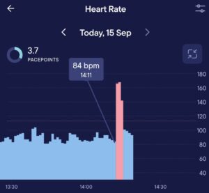 a heartrate graph showing a sudden spike 